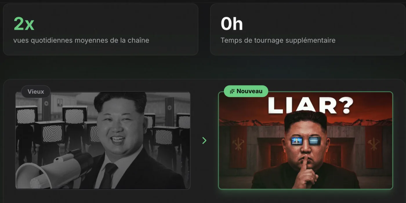 Avant / après d’une miniature YouTube regénérée par Reflare
